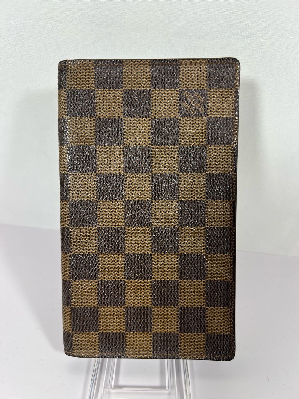 1213: Louis Vuitton Damier Ebene Long Wallet Checkbook Holder Organizer